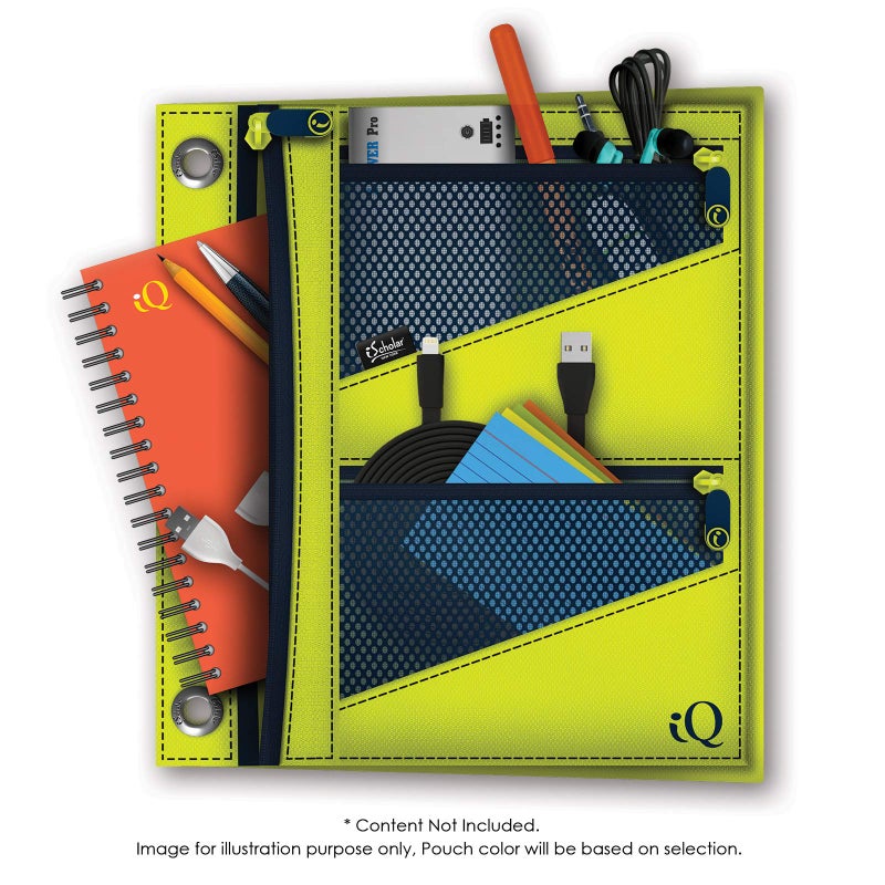 iScholar iQ+ Jumbo Expandable Pencil Pouch, 3 Pockets, Orange (55035-OR) - Image 2